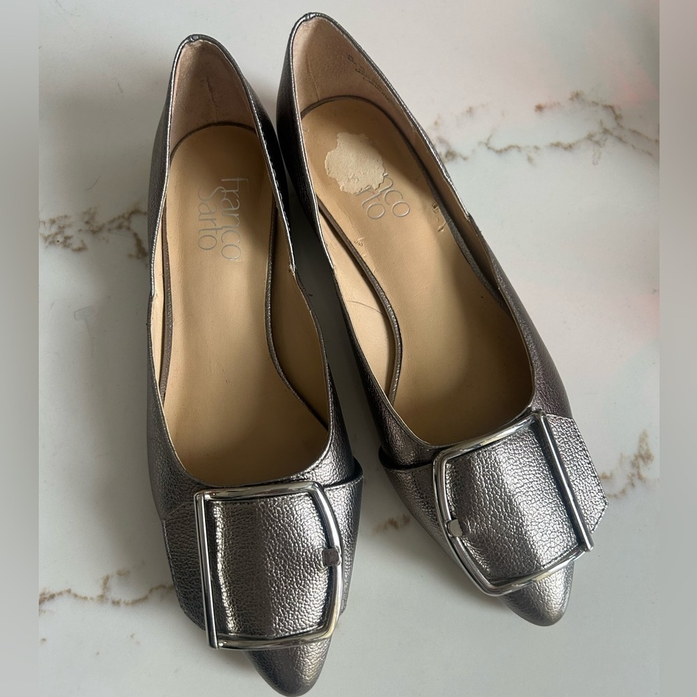 Franco Sarto Silver Buckle Women's flats size 6